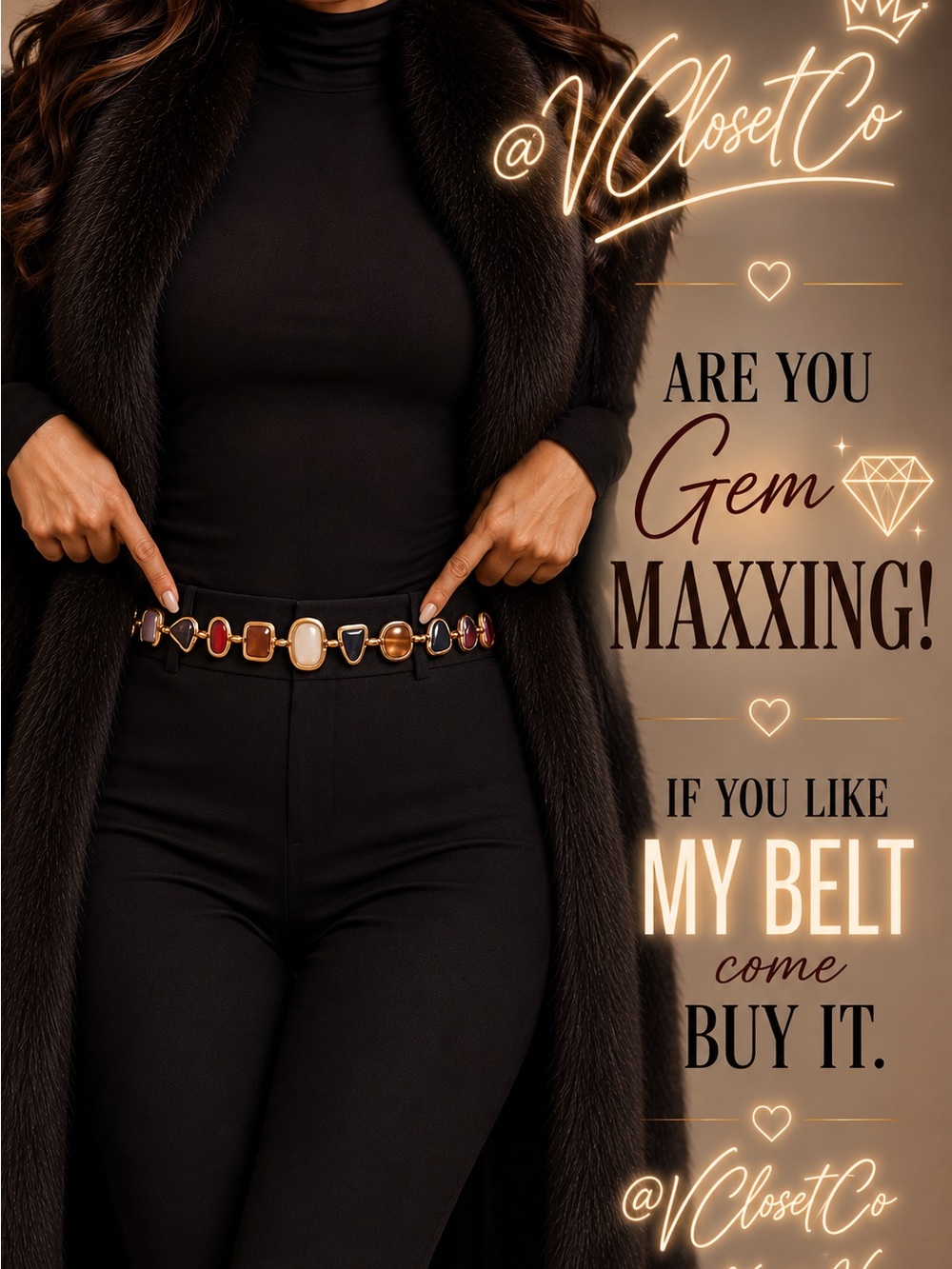 Are you Gem π Maxxing? Closet Multicolor Gemstone Chain Belt with Gold Links π